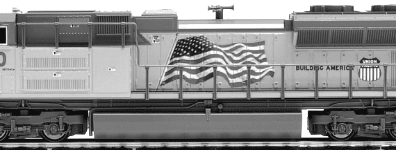 Поезд EMD SD70ACe UP `Flag` - чертежи, габариты, рисунки